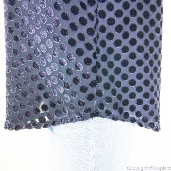 Loft flutter-sleeve navy blue top with dots keyhole back, women size S - Picture 13 of 16